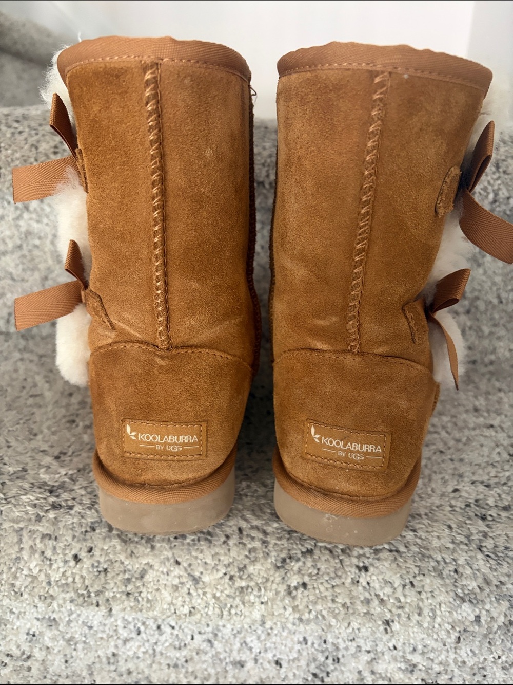 Koolaburra Chestnut Suede Bow-Back Shearling Boots